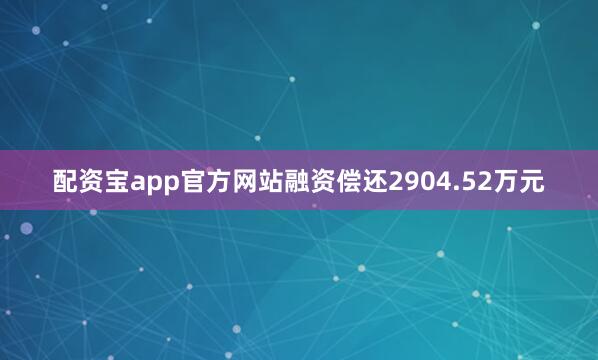配资宝app官方网站融资偿还2904.52万元